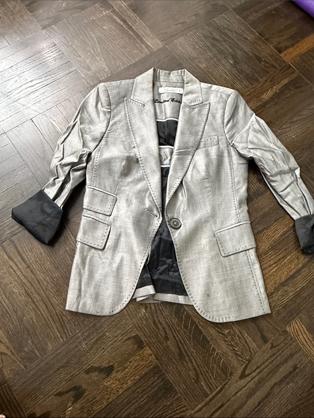 USED in good condition Zara limited edition Silver Gray Blazer Jacket US Size 4